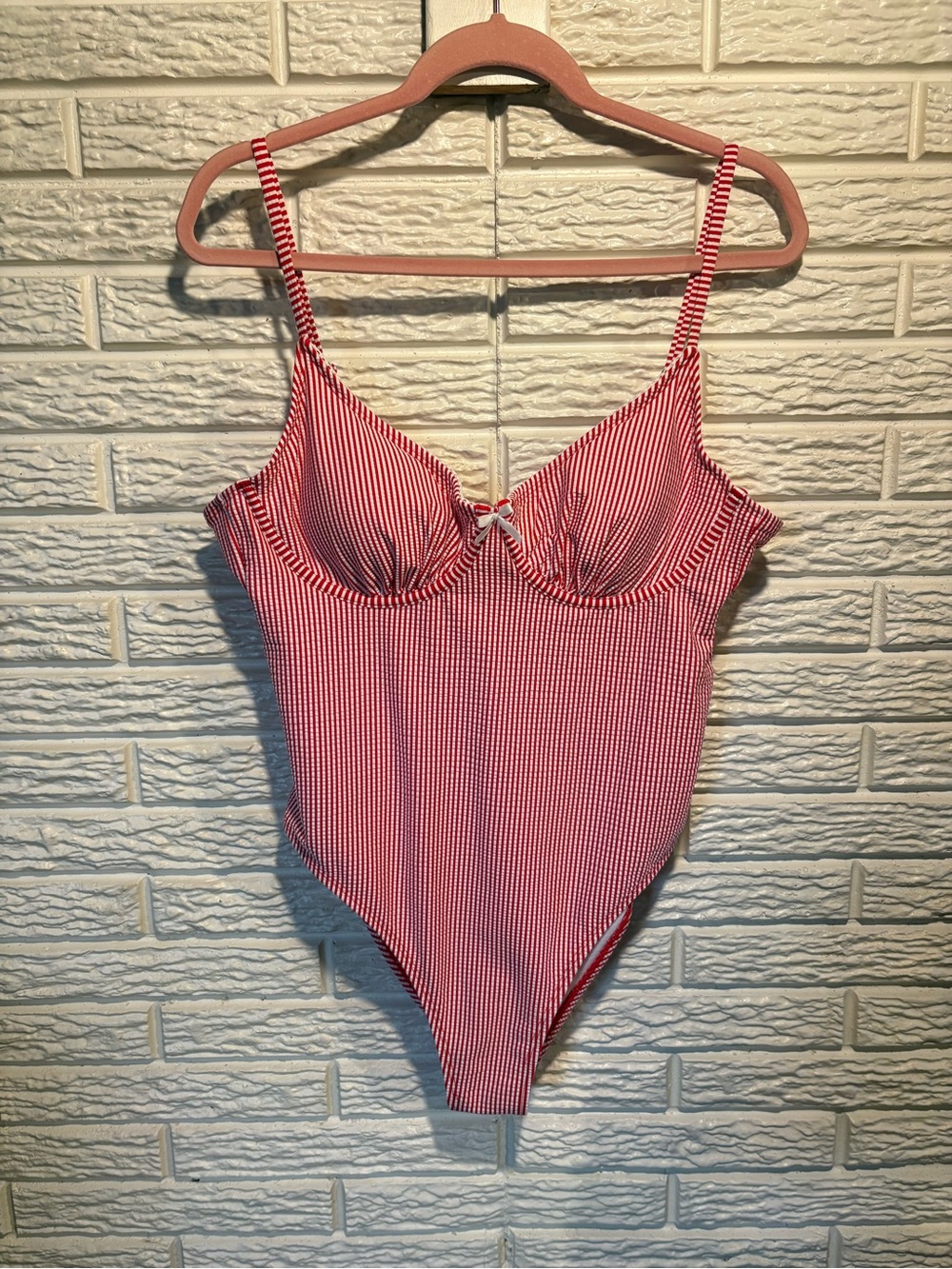No Boundaries: Americana Red and White Striped One-Piece Swimsuit